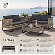 TECTAKE - Canapé jardin 2 places en résine tressée marron naturel solide tressage acier confortable design - vignette