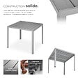 TECTAKE - Table de jardin en aluminium surface de la table en aspect bois argent - vignette