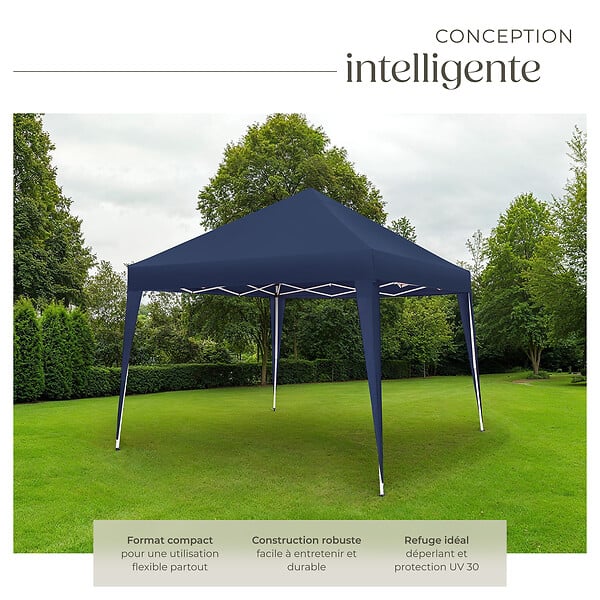 TECTAKE - Tonnelle pliable Linosa 3x3m bleu - large