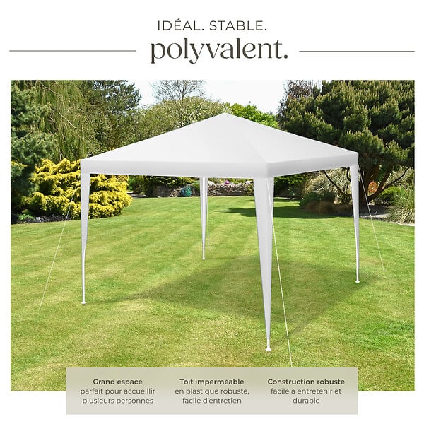 TECTAKE - Pavillon FARAH imperméable avec système enfichable 3x3m blanc - large