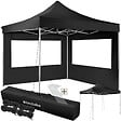 TECTAKE - Pavillon de jardin pliable en aluminium 3 x 3 m avec 2 parois latérales noir - vignette