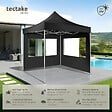 TECTAKE - Pavillon de jardin pliable en aluminium 3 x 3 m avec 2 parois latérales noir - vignette