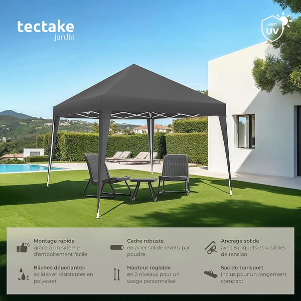 TECTAKE - Tonnelle pliable Linosa 3x3m gris - large