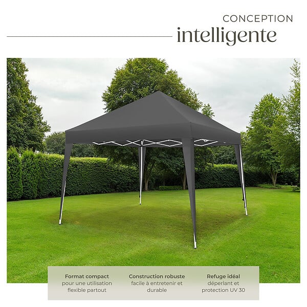 TECTAKE - Tonnelle pliable Linosa 3x3m gris - large