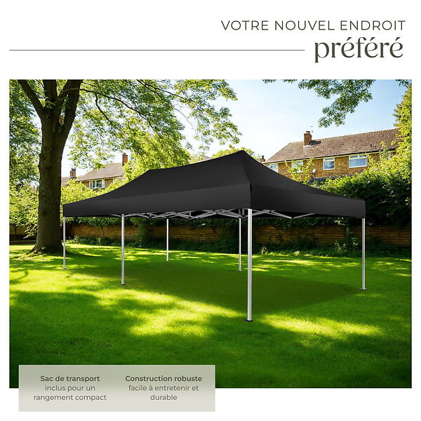 TECTAKE - Tonnelle 6 x 3 m avec 2 rideaux noir - large