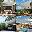 VOUNOT - Voile d'ombrage Rectangulaire en Polyester Imperméable avec Kit de Montage 3x2m Gris Clair - vignette