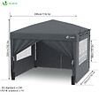 VOUNOT - Tonnelle de Jardin 3x3m Pliable avec portes et fenêtres Gris - vignette
