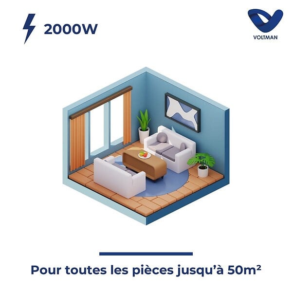 VOLTMAN - Chauffage connecté Wifi inertie sèche fonte - Blanc - 2000W - Voltman - large