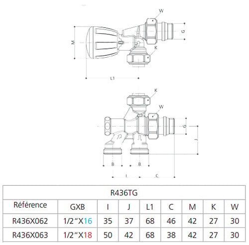 GIACOMINI - Robinet monotube radiateur à 4 voies Giacomini R436TG - large
