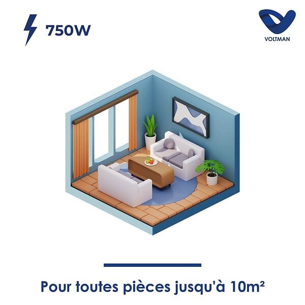 VOLTMAN - Chauffage connecté Wifi inertie sèche fonte - Blanc - 750W - Voltman - large