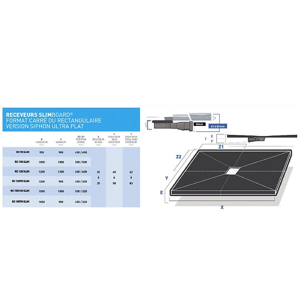 U-TILE - Receveur à carreler U-Tile ultra plat grille carrée centrée et siphon ultra plat - large