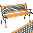 TECTAKE - 2 Places banc de jardin stable robuste résistant au temps bois naturel laqué marron 128 x 51 x 73 cm éléments latéraux en fer de fonte décoratif - vignette