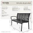 TECTAKE - Banc de jardin PINO 3 places 126 x 62 x 81,5cm noir - vignette