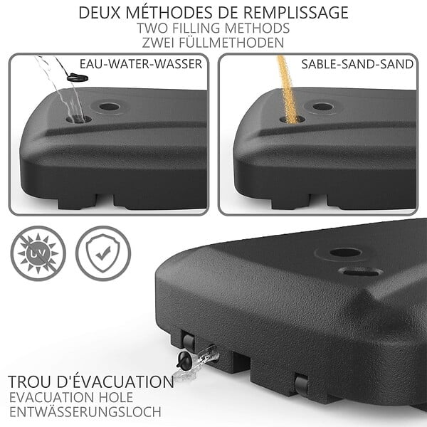 VOUNOT - Dalle de lestage pied de parasol déporté plastique à remplir - large