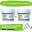 TIMBELA - Lot de produits de protection pour la peinture des maisons en bois – 5 l de blanc + 5 l de chêne foncé - Pour une surface extérieure en bois de 28 à 36 m2 - vignette