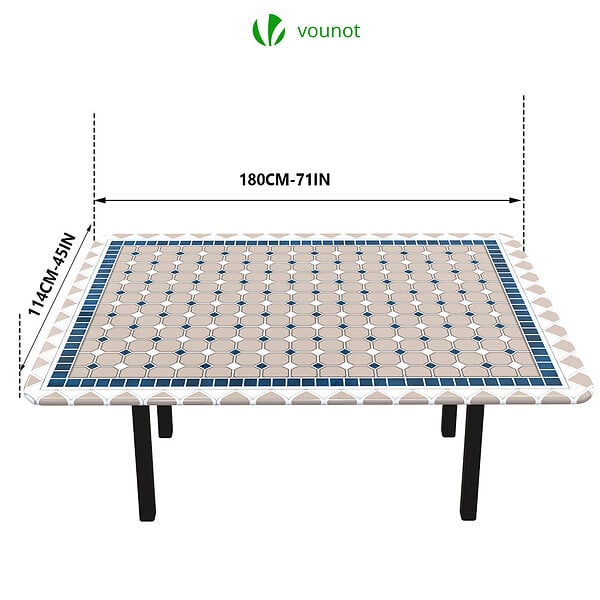 VOUNOT - Nappe de table rectangulaire en PVC Tissu non-tissé style ceramique - large