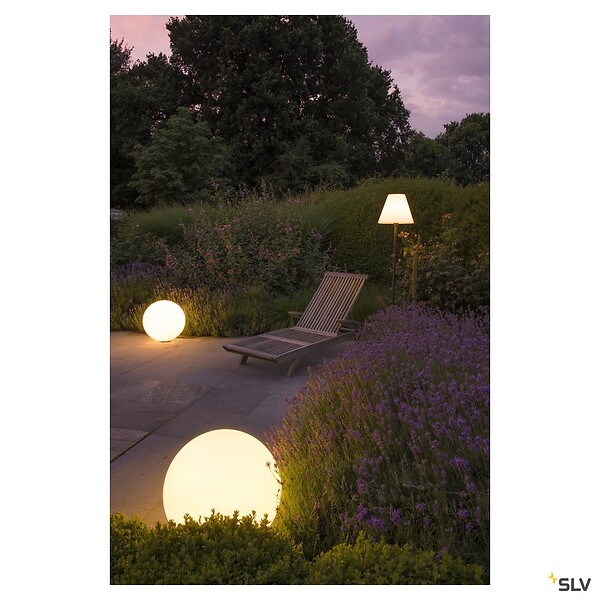 SLV - Borne extérieure blanc SLV ROTOBALL, Ø 50 cm, E27, 24W max, IP44 - large