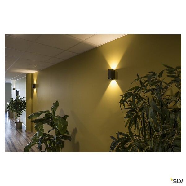 SLV - Applique extérieure SLV QUAD UP/DOWN, anthracite, avec LED intégrée, 8,6W, 3000K, IP44 - Hauteur 15 cm - large