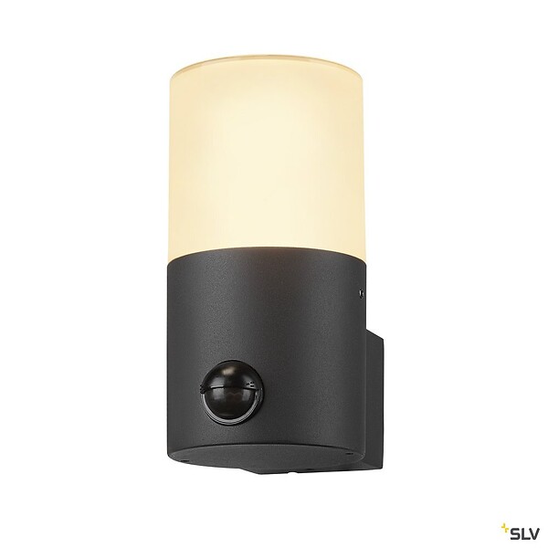 SLV - Applique extérieure SLV GRAFIT, rond, anthracite, E27, 11W max, IP44, détecteur de mouvements - large