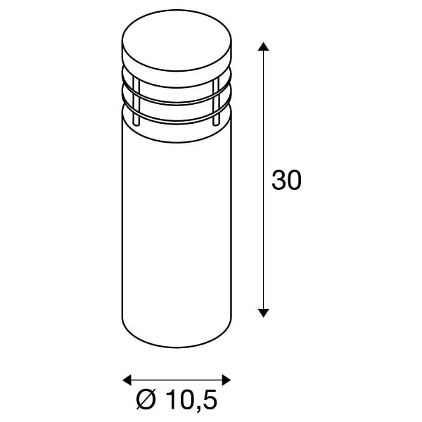 SLV - Borne extérieure SLV VAP SLIM, inox brossé, E27, 20W max, IP44, inox 304 - Hauteur 30 cm - large