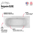 JACOB DELAFON - Pack baignoire droite 170 x 75 Elise + pare bain chromé + vidage - vignette