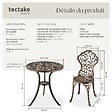 TECTAKE - Ensemble de bistrot Lyon pour 2 personnes, en aluminium résistant aux intempéries noir/gris - vignette