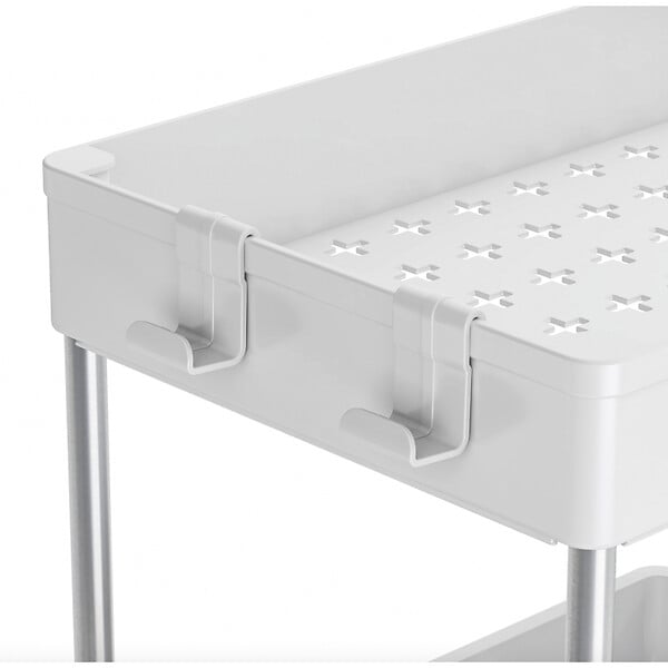 SECURY-T - Rangement sous evier- Étagère cuisine - Blanc - 2 niveaux et tiroir Lot de 2 - large
