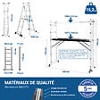 HOSTRÃ–M - HOSTRÖM Echafaudage roulant SCAFFOLDAX2X6, échafaudage jardin et pliant multifonction 4 en 1, échelle 2 plans, H max Travail 4,46m, Garantie 5 ans - vignette