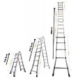 SECURY-T - Échelle articulée pliante et télescopique en aluminium 4x5 marches 4,96m + 1 tablette - vignette