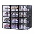 SECURY-T - Rangement à chaussure - Boite à chaussures - Noires et transparentes crystal - Lot de 12 - vignette