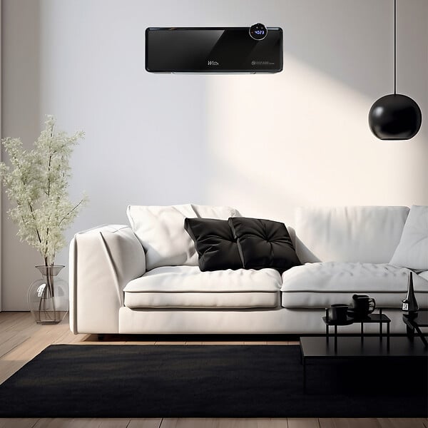WARMTECH - Radiateur céramique mural oscillant 2000W avec façade en verre - large