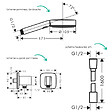 HANSGROHE - Colonne douche thermostatique Ecostat Square Douche de tête Vernis Shape Flexible Isiflex Douchette Pulsify chromé - vignette