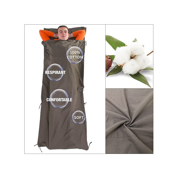KINGCAMP - Drap de camping - En coton - Sac de transport inclus - large