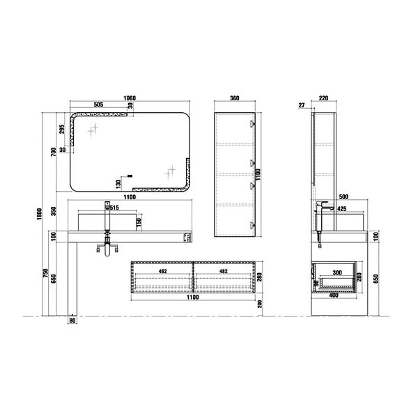 DISTRIBAIN - Meuble de salle de bain MELIZZANO 1100 Gris Anthracite - large