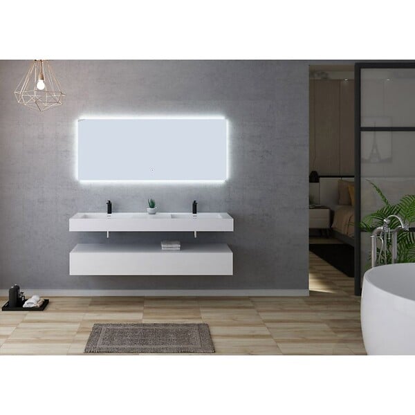DISTRIBAIN - Meuble de salle de bain AVELLINO-1600 Blanc (sans miroir) - large