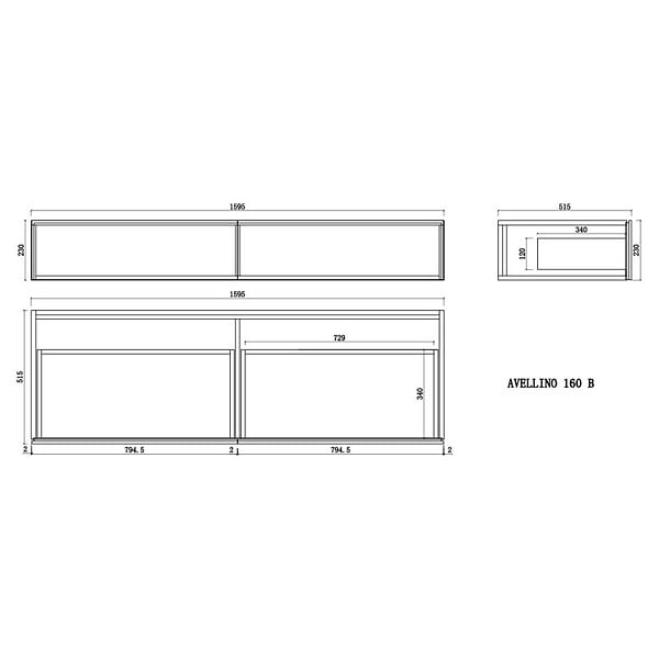 DISTRIBAIN - Meuble de salle de bain AVELLINO-1600 Blanc (sans miroir) - large