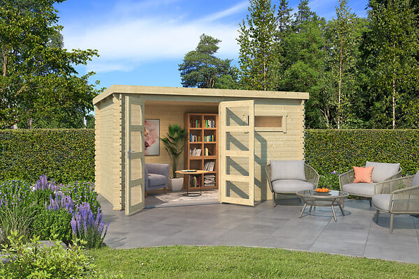 LASITAMAJA - Abri bois AUGUSTA - 28 mm - surface hors tout 10.20m2 - toit plat - large