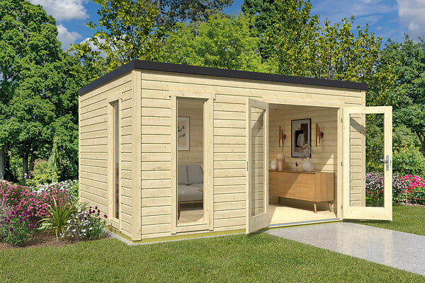 LASITAMAJA - Abri bois PARLERMO 4 - 28 mm - surface hors tout 12.10m2 - toit plat - large
