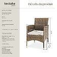 TECTAKE - Lot de 2 fauteuils de jardin en rotin avec 2 sets de housses marron naturel/gris foncé - vignette