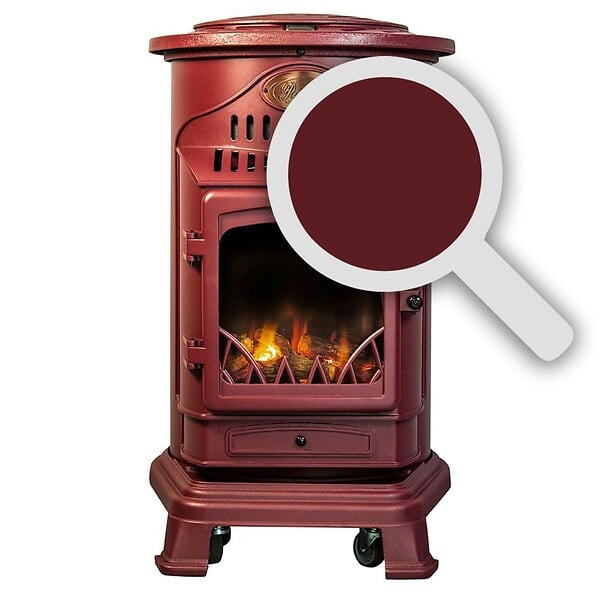UNIVERSAL - Poele à gaz 3,4 KW Rouge Effet poêle à bois Fonte véritable + Tuyau gaz + détendeur butane Provence Sahara - large