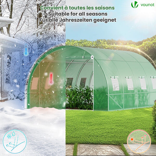 VOUNOT - Serre de jardin tunnel 12m2 en acier galvanise - large