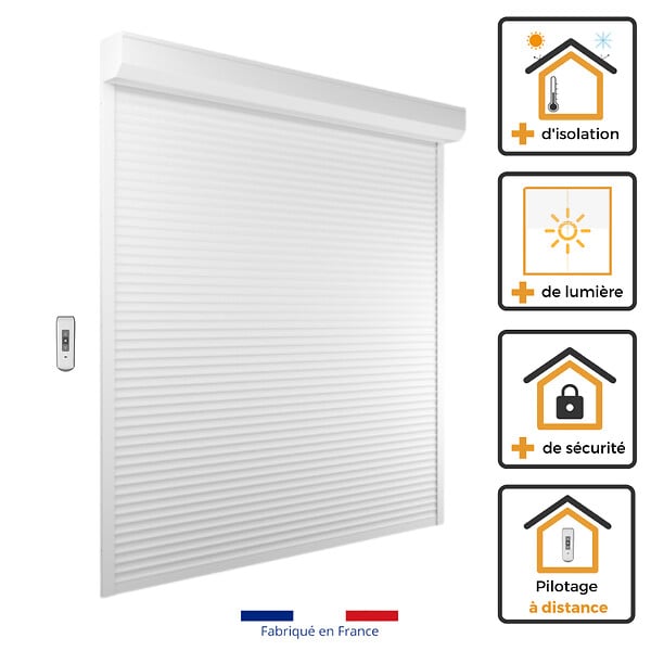 VOLET-MOUSTIQUAIRE - Volet Roulant radio ALU H220 cm x L150 cm blanc - large