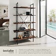 TECTAKE - Etagère bibliothèque GLASGOW style industriel 106 x 34,5 x 179,5 cm Bois foncé industriel, rustique - vignette