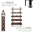 TECTAKE - Etagère bibliothèque GLASGOW style industriel 106 x 34,5 x 179,5 cm Bois foncé industriel, rustique - vignette