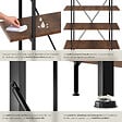 TECTAKE - Etagère bibliothèque GLASGOW style industriel 106 x 34,5 x 179,5 cm Bois foncé industriel, rustique - vignette