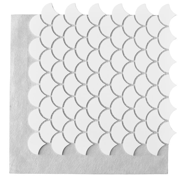 U-TILE - Mosaïque en solid surface 30 x 30 cm - format écaille de poisson blanc pur lisse - large
