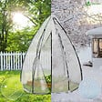 VOUNOT - Serre de jardin hivernage dome avec bache PE 160x160x180cm Blanc - vignette