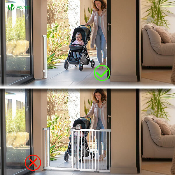 VOUNOT - Barriere de securite retractable HAUTE 180x96cm blanc - large