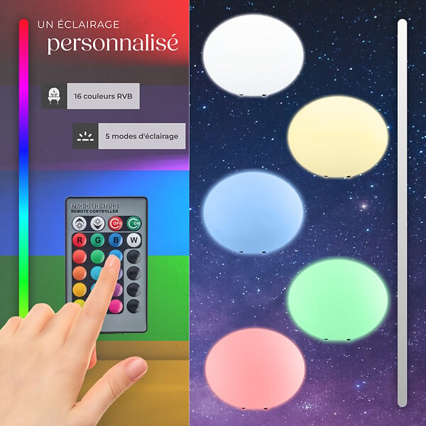 TECTAKE - Lampe boule LUMINOUS EYE avec ampoule LED et télécommande blanc - large