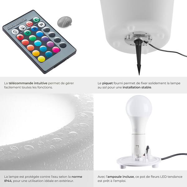 TECTAKE - Cylindre lumineux blanc - large